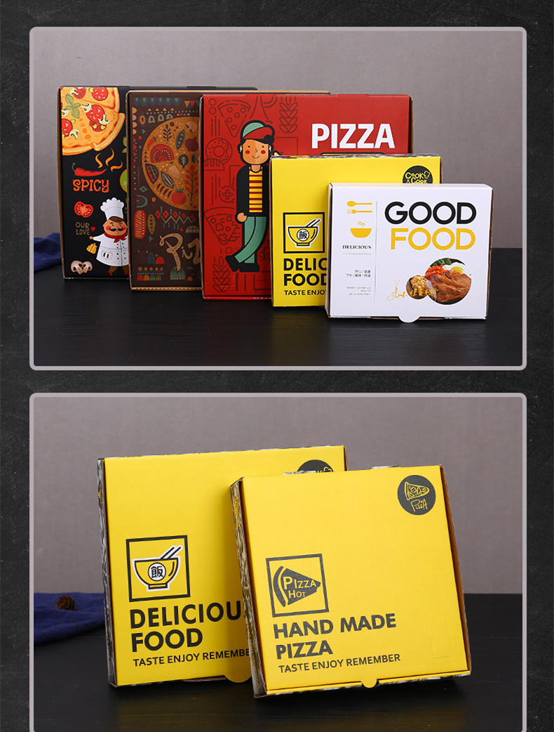 Custom mailer hexagon square triangle reusable takeaway all size 9 10 11 12 14 18 inch pizza boxes packaging supplies