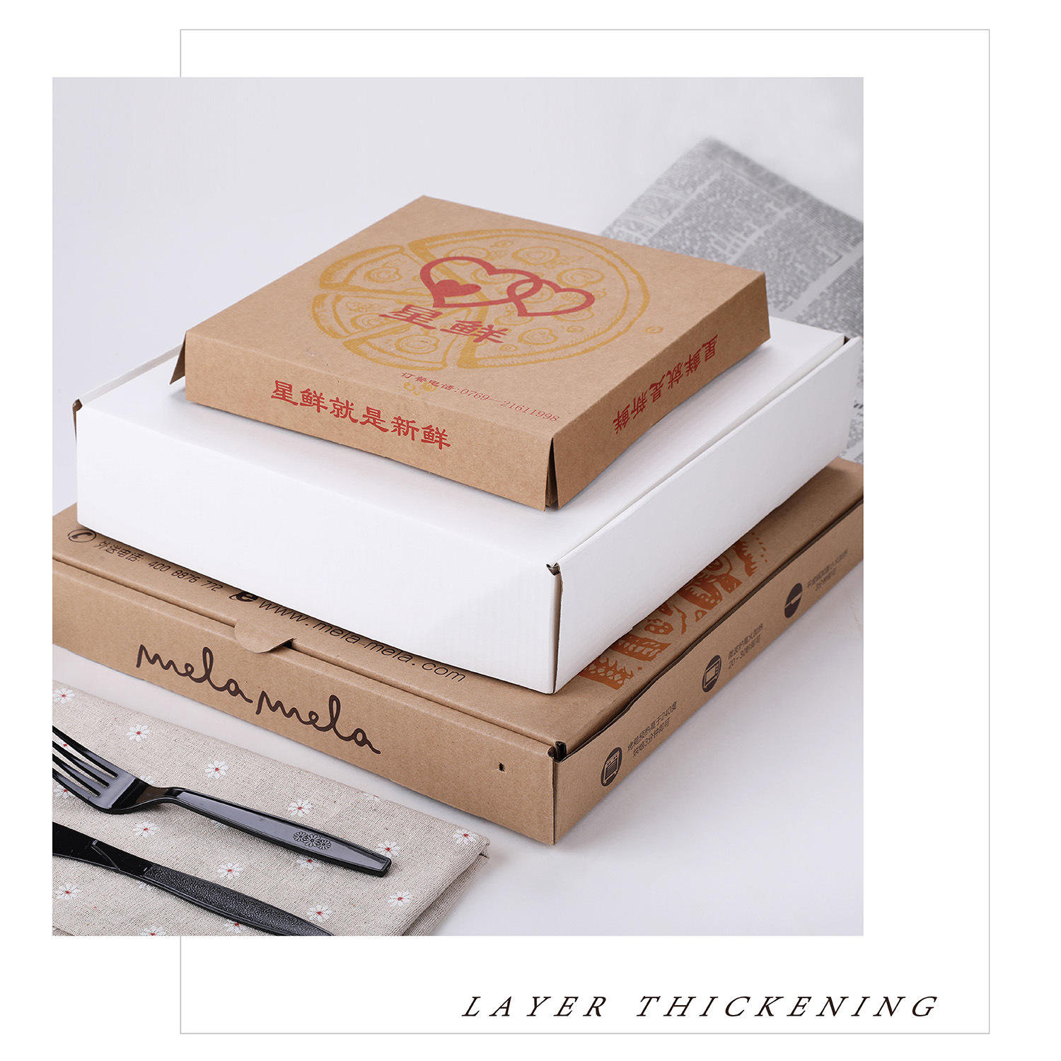 Custom printed personalised all size 9 10 11 12 14 18 Inch corrugated fries hamburger kraft paper pizza boxes