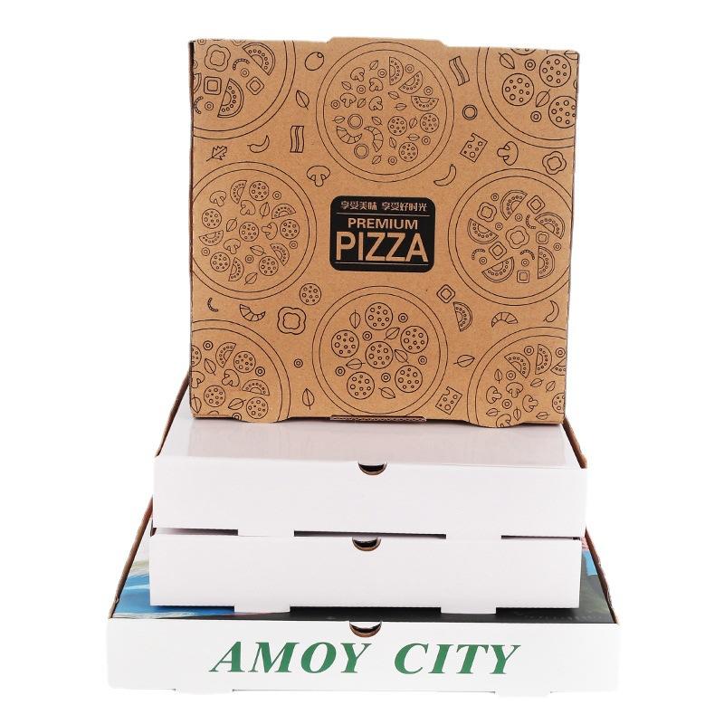 Custom printed personalised all size 9 10 11 12 14 18 Inch corrugated fries hamburger kraft paper pizza boxes Custom packaging hexagon square triangle carton 14inch 16 inch pizza box for food