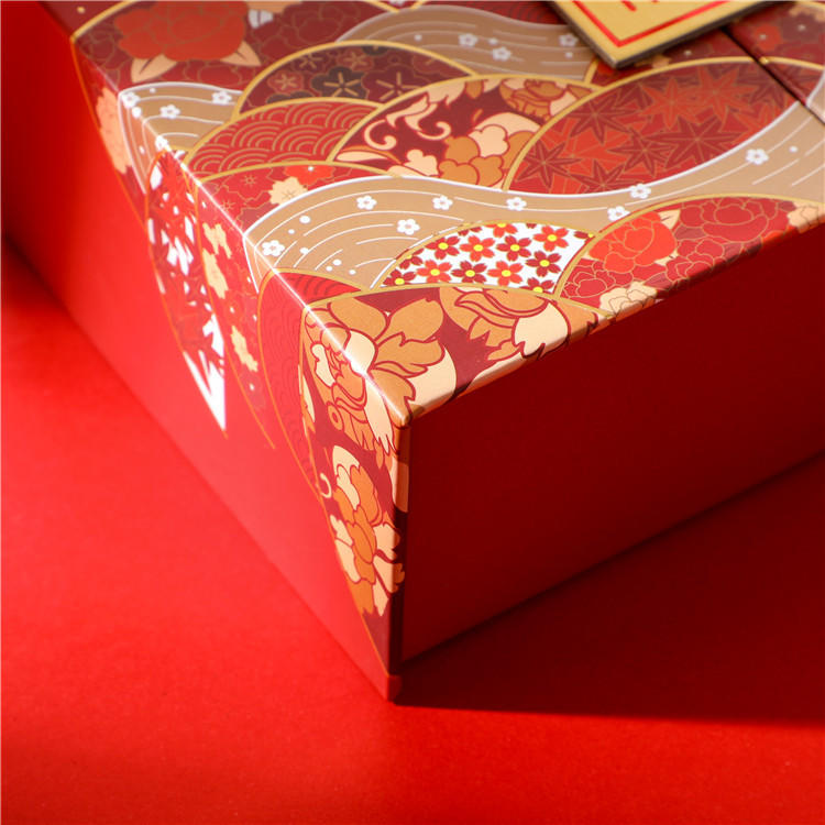 Custom wholesale craft cardboard red mystery surprise special paper packaging printing Happy New Year gift box with logo