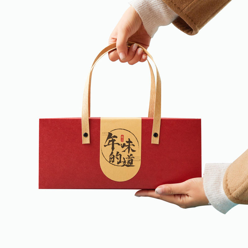 Custom Wholesale Printed Folding Packaging Cardboard Ribbon Foldable Portable Luxury Chinese New Year Gift  Box