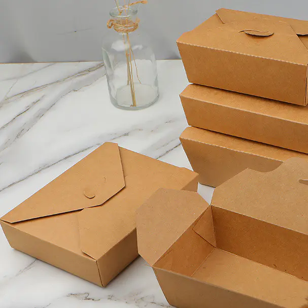 Factory custom recycled food pizza french fries burger take out grease proof kraft paper hamburger takeaway boxes