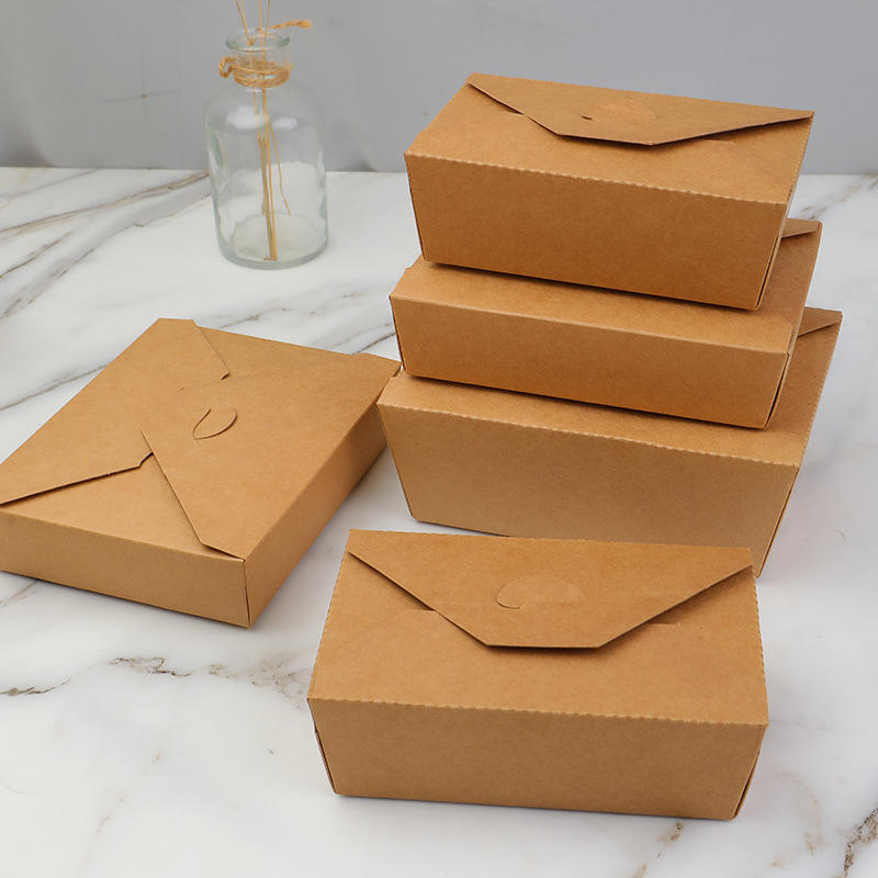 Factory custom recycled food pizza french fries burger take out grease proof kraft paper hamburger takeaway boxes