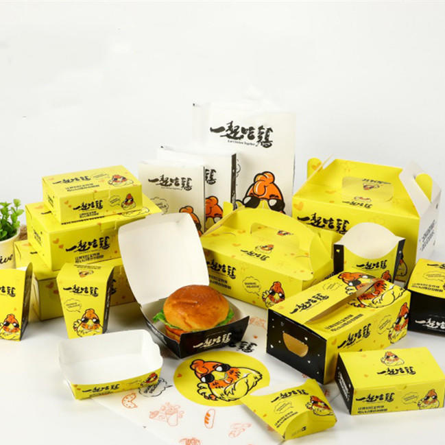 Custom design Biodegradable High Quality Salad Fried Chicken restaurant cardboard paper Food Packaging burger Takeaway Box
