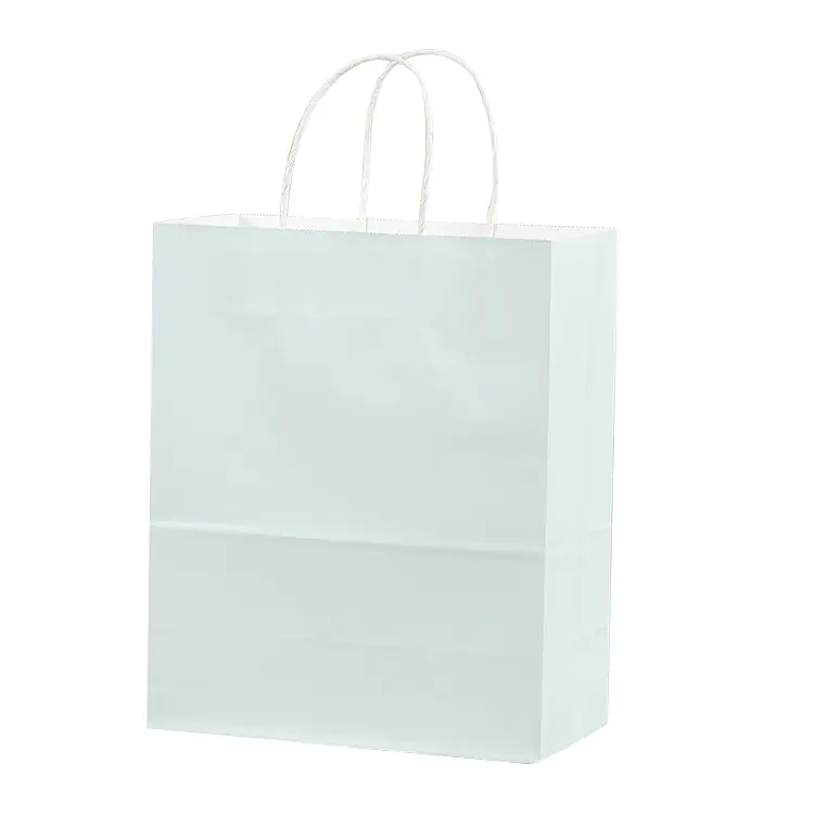 Custom Printed Your Own Logo White Brown Color Kraft Gift Craft Shopping Paper Bag with Handle