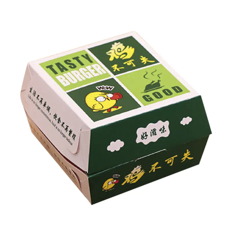 Customized Reusable Oil Proof Hamburger Kraft Corrugated Burger Paper Boxes
