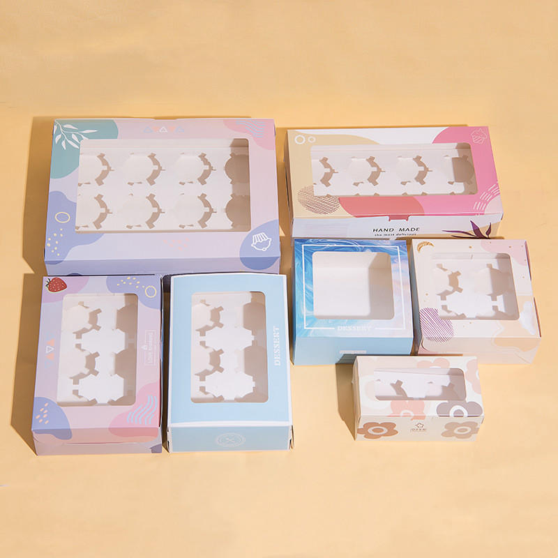 Wholesale Custom Design Pattern Cupcake Baking Bakery Cookie Cake Pastry Packaging Boxes