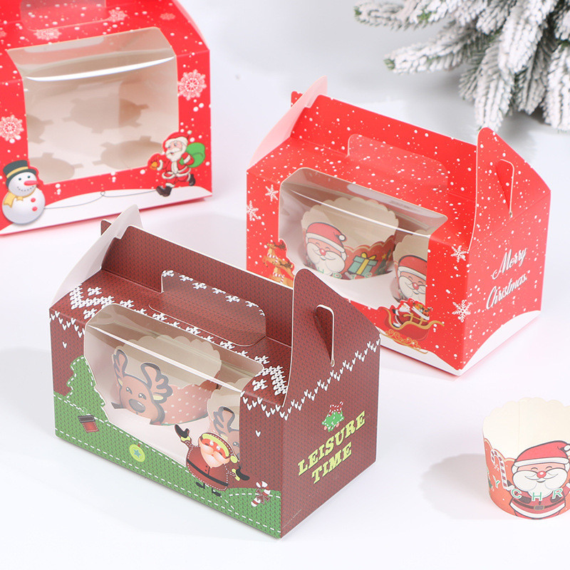 Customized Wholesale Christmas Cake Birthday Wedding White Cardboard Paper Box with Handle