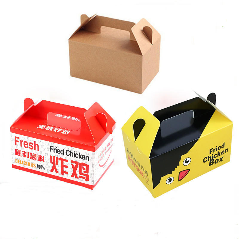 Custom Logo Printed Disposable Eco Friendly Food Takeaway Fried Chicken Sandwich Kraft Paper Packaging Box