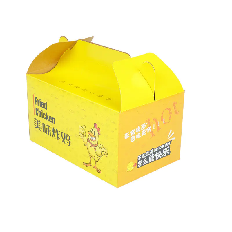 Custom Logo Color Printing Personalized Fried Chicken Roast French Fries Catering Corrugated Paper Takeaway Fast Food Packaging Box