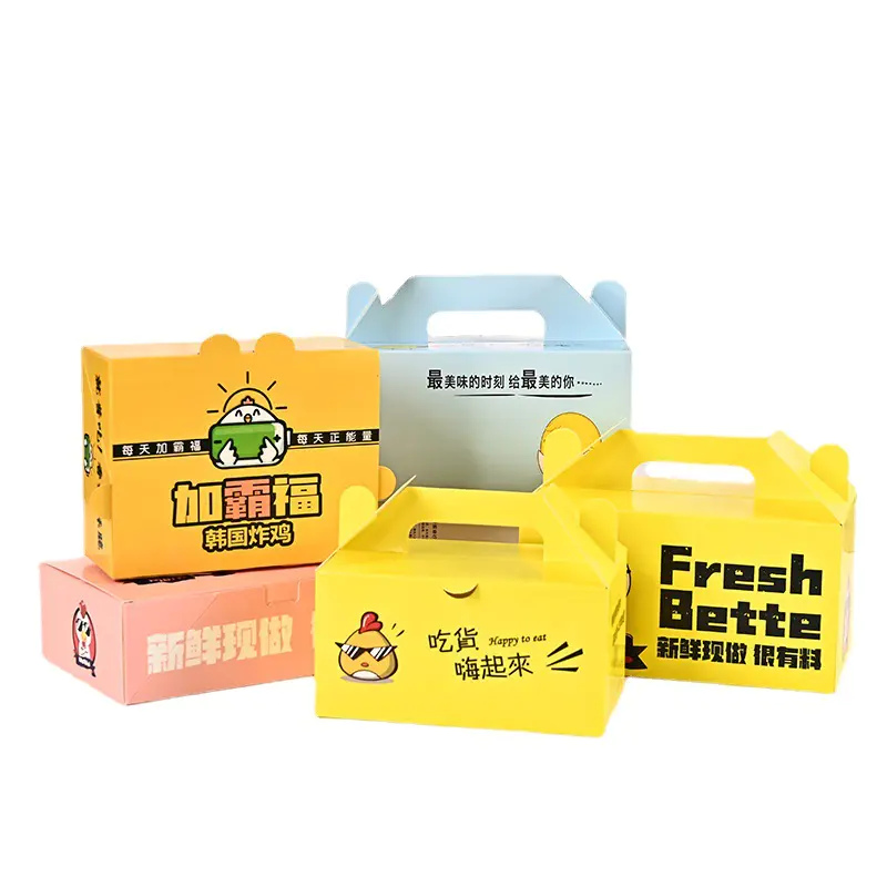 Custom Printed Eco Biodegradable Fried Chicken French Fries Hamburger Takeaway Food Packaging Craft Paper Box
