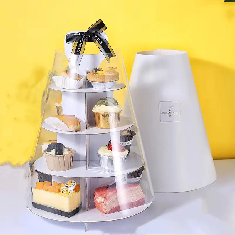 Custom biodegradable recyclable reusable wedding party birthday hotel display decoration afternoon tea takeaway dessert stand