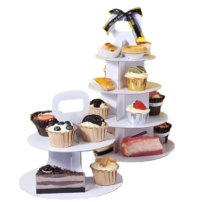 Custom biodegradable recyclable reusable wedding party birthday hotel display decoration afternoon tea takeaway dessert stand