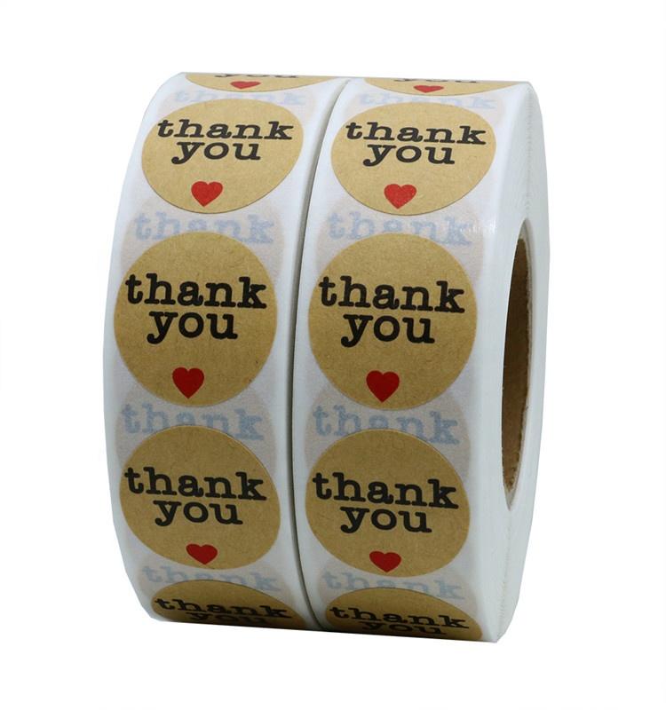 Hybsk Kraft Thank You Stickers with Red-3