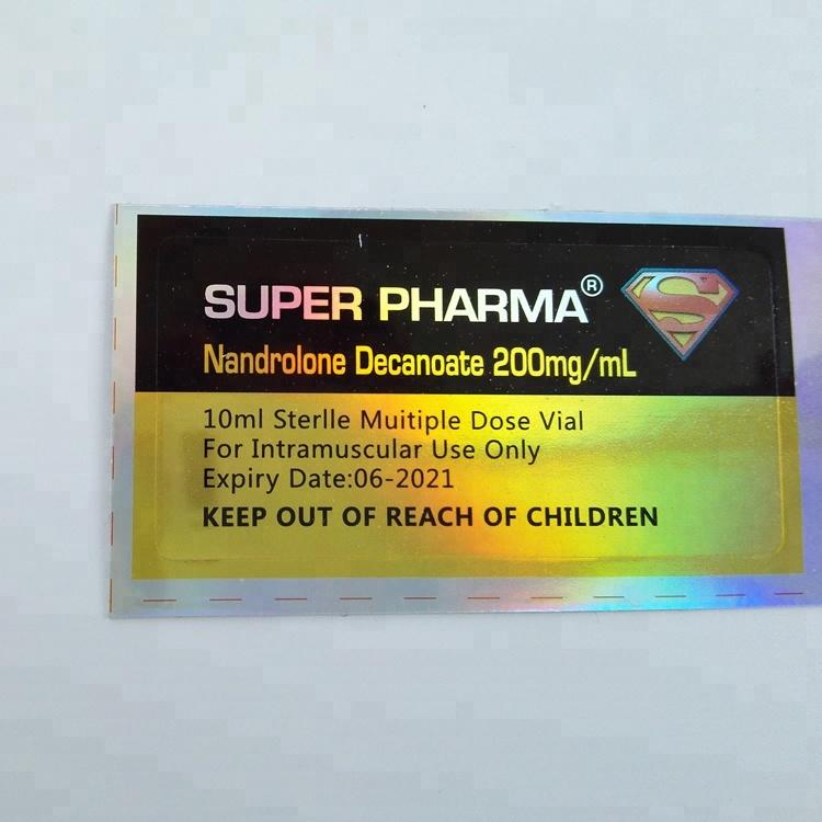 Deca hologram metallic gold shiny 5mg sticker custom brand waterproof 10ml steroid vial label