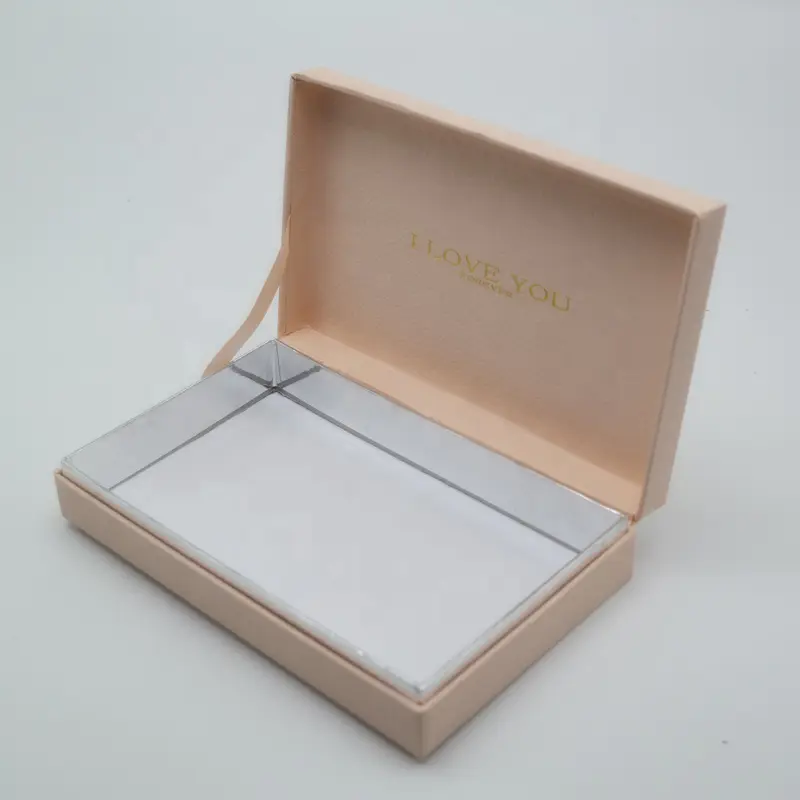 Custom luxury hot satmp logo paper jewelry gift box self closure