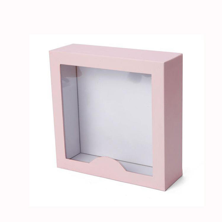 Luxury Pink Color Cardboard Gift Paper Box with Window