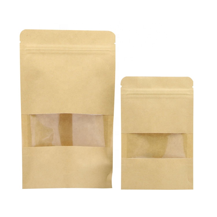 reusable ziplock dried fruit packing kraft paper bag for food-5
