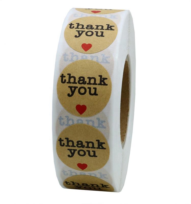 Hybsk Kraft Thank You Stickers with Red