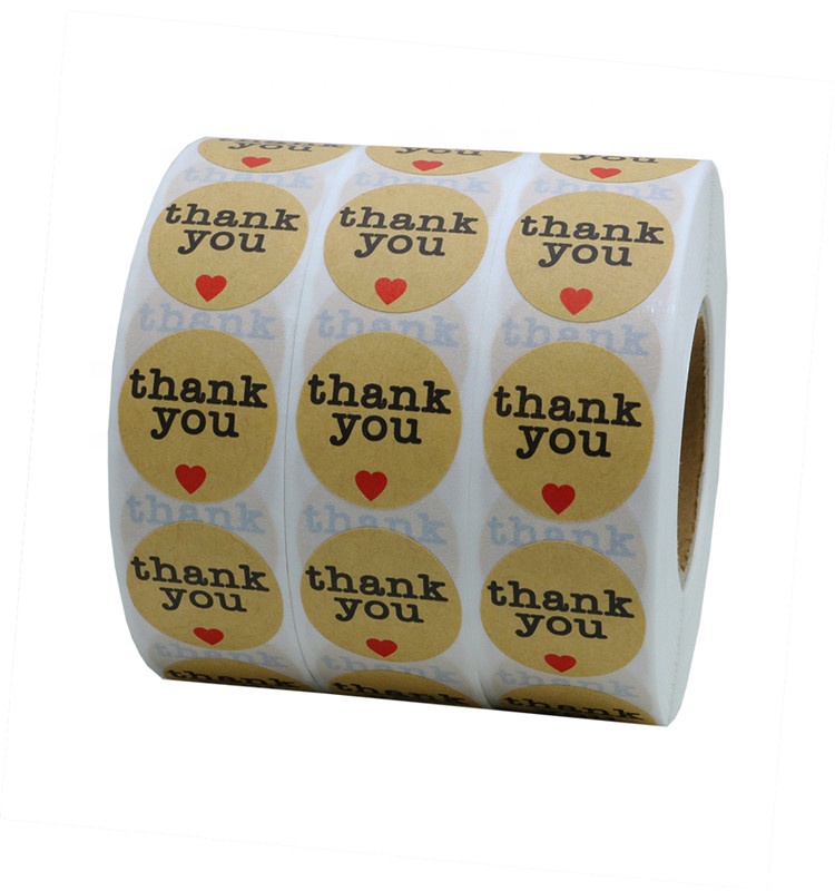 Hybsk Kraft Thank You Stickers with Red-6
