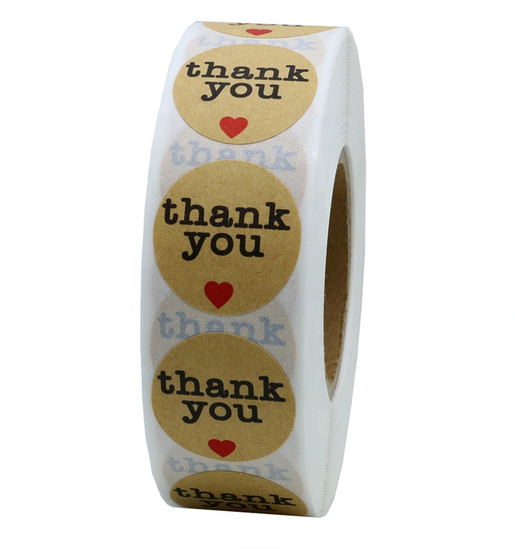 Hybsk Kraft Thank You Stickers with Red-4