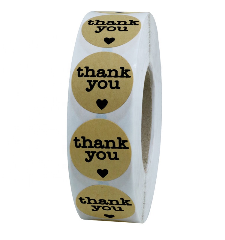Hybsk Kraft Thank You Stickers with Red-7